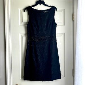 NWOT JS Boutique Little Black Dress Lace Black Sequin Waist Detail Size 12